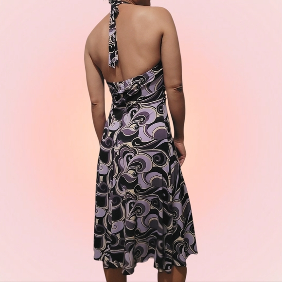 Dressbarn Black and Purple Y2K Halter Top Dress Size 10 - Picture 2 of 5